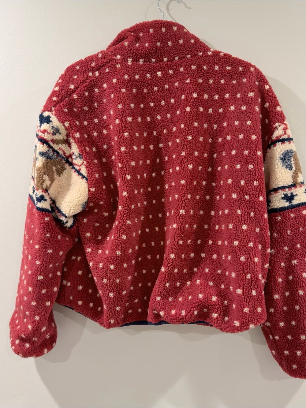Cider Teddy Sherpa Fleece Zip Jacket Red Heart & Horse Print Size Small NWT - Picture 3 of 5